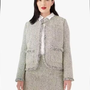 NWT Kate Spade Silver Tweed Jacket. Womens 14